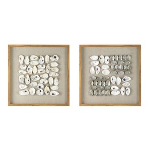 A&B Home Set of 2 Ocasta Shell Shadow Boxes White/Beige/Natural: Transitional Style Wall Art,Includes Hanging Hardware - 1 of 4