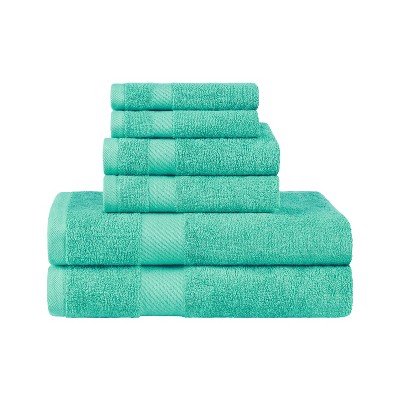Modern Solid Classic Premium Luxury Cotton 6 Piece Bath, Face, and Hand Towel Set by Blue Nile Mills