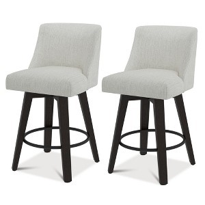 Dyonery Single Swivel Bar Stool with Back & Footrest, 26 Inch Counter Height Barstool for Kitchen Island - 1 of 4