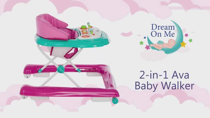 Dream On Me 2-in-1 Ava Baby Walker, Convertible Baby Walker, Height Adjustable Seat, Added Back Support, Detachable-Toy, 2 of 9, play video