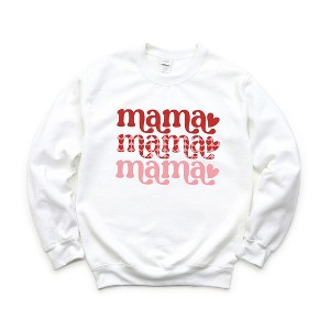 Simply Sage Market Women's Graphic Sweatshirt Mama Stacked Hearts - 1 of 4