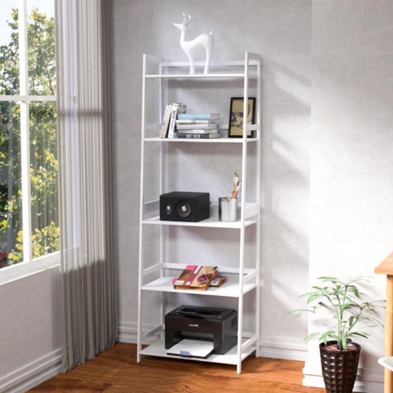 Ladder Shelf, 4/5 Tier, Bamboo Storage Rack , Leaning Storage Shelves, Modern Open Bookcase for Bedroom Office, Living Room-The Pop Home, 2 of 12