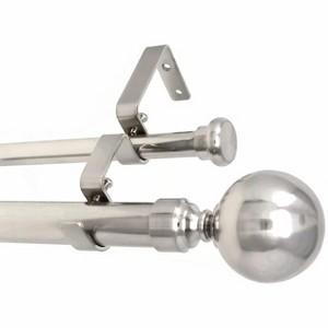 Urbanest Steel Ball Flat Button 1-inch 5-8 inch Double Drapery Curtain Window Rod Set - 1 of 4