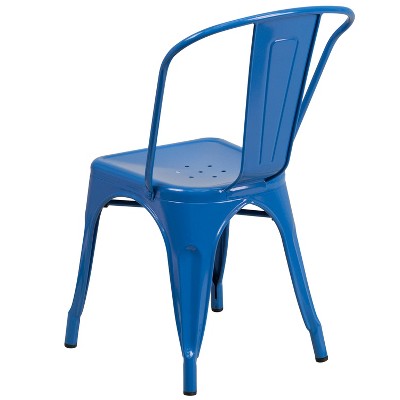 Vintage Bistro Blue Steel Stackable Indoor-Outdoor Chair
