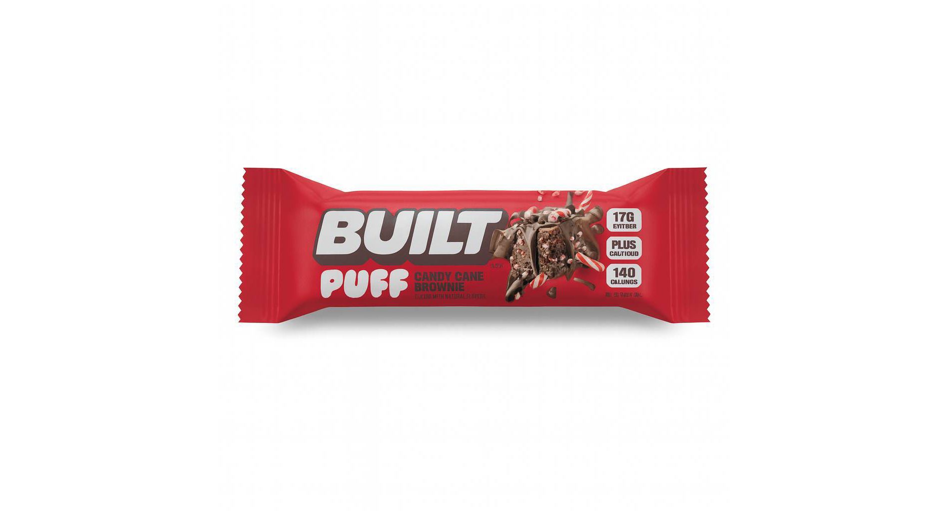 Built Bar Holiday Candy Cane Brownie Protein Bar - 17g Protein - 1.52oz