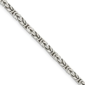 Black Bow Jewelry 3.25mm, Sterling Silver, Solid Byzantine Chain Necklace - 1 of 4