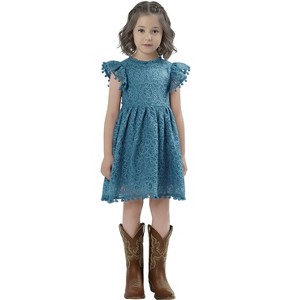 2Bunnies Lace Pom Pom Trim Girl Dress - 1 of 4