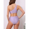 INSPIRE CHIC Women's One Shoulder Elegant Bikini Sets, Push Up Top High Waisted Tummy Control Bottom Swimwear Bathing Suits 1 Set - 3 of 4
