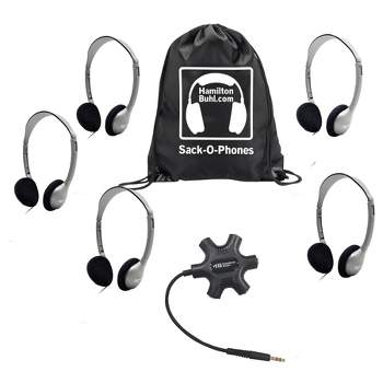 HamiltonBuhl® Galaxy™ Econo-Line of Sack-O-Phones with 5 Personal-Sized HA2 Headphones, Starfish Jackbox and Carry Bag