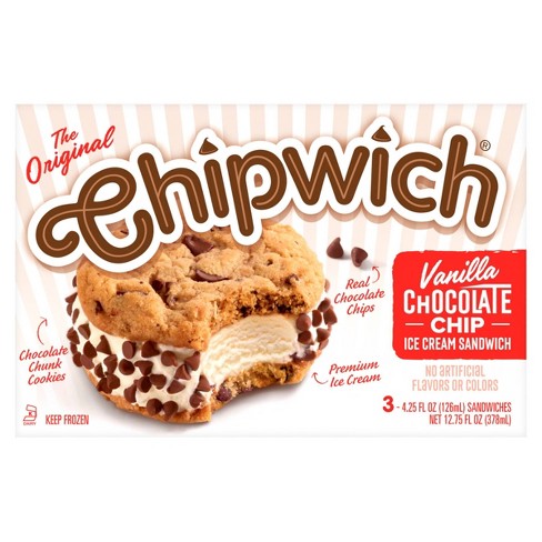 Chipwich Frozen Original Vanilla Chocolate Chip Ice Cream Sandwich - 3ct - image 1 of 4