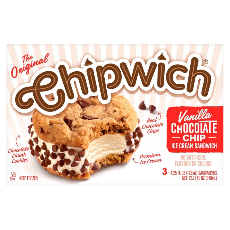 Chipwich Frozen Original Vanilla Chocolate Chip Ice Cream Sandwich - 3ct, 1 of 7