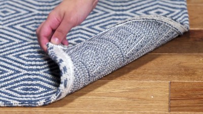 Augustine Boho-Chic Navy & Light Grey Flatweave Runner Rug