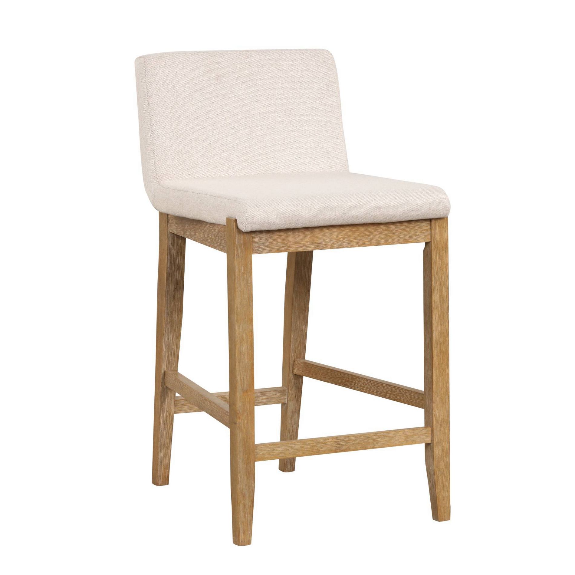 Gracie Wood Upholstered Counter Height Barstool Brushed Gray/Flax - Nathan James
