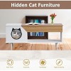 45'' Cat Litter Box Enclosure Furniture with Storage Drawer and Cat Door, Hidden Kitty Washroom Coffee Table for Living Room, White/Black - 2 of 4