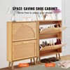 VEVOR Shoe Cabinet with 2 Flip Drawers, Shoe Storage Cabinet for Entryway, Free Standing Shoe Storage Organizer with Rattan Doors, Brown - 3 of 4