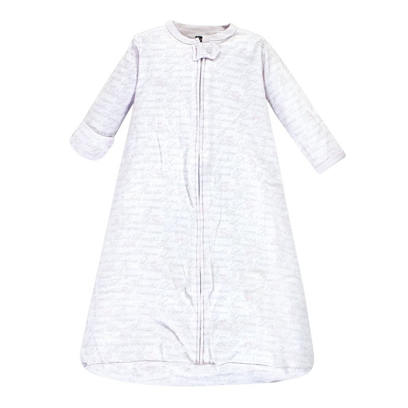 Hudson Baby Infant Girl Cotton Long-Sleeve Wearable Sleeping Bag, Sack, Blanket, Script, 3 of 5