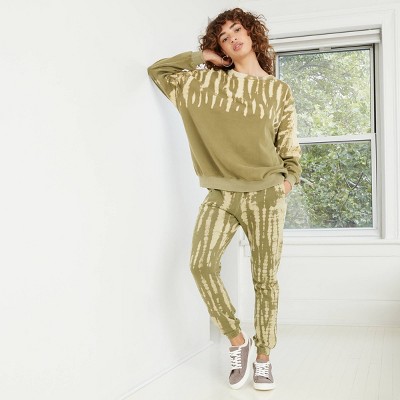 Women's Oversized Sweatshirt - Wild Fable™ Green Tie-Dye XS