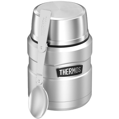 THERMOS Stainless King Vacuum-Insulated Food Jar with Spoon, 16 Ounce,  Matte Black