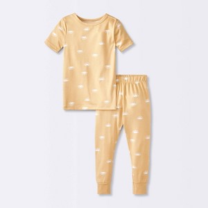 Toddler 2pc Short Sleeve Sunshine Pajama Set - Cloud Island™ Yellow - 1 of 3