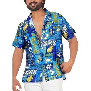 LA LEELA Mens Hawaiian Shirts Short Sleeve Button Down Shirt Floral Shirt Men Casual Holiday Summer Tropical Island Shirts Funny - 1 of 4