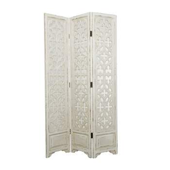 Country Cottage Wood Room Divider Screen White - Olivia & May