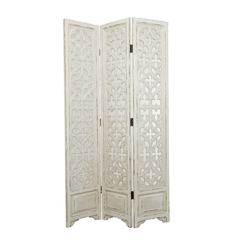 Country Cottage Wood Room Divider Screen White - Olivia &#38; May, 1 of 8