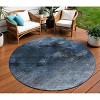 Navy Blue And Denim Blue Abstract Washable Indoor Outdoor Area Rug - 2 of 4