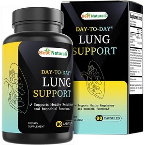 Best Naturals Day-to-Day Lung Support Supplements 90 Veg Cpasules - Made with Mullein, Quercetin, Cordyceps, Nettle, Feverfew, Marshmallow, Olive Leaf - 1 of 4