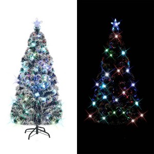 Aghana Digitals 5ft Snowy Green & White Artificial Christmas Tree with 7-Color Auto-Changing LED - 1 of 4