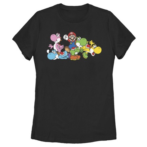 Women's Nintendo Yoshi in Many Colors T-Shirt - Black - Medium