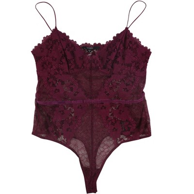 GUESS Womens Treon Bodysuit Jumpsuit, Purple, X-Small