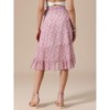 INSPIRE CHIC Women's High Waist Floral Summer Casual Ruffle Hem Tie Knot Lined A-Line Midi Skirts - 3 of 4