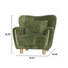 Heart-Shaped Wingback Accent Chair with Pillow, Chenille Upholstery & Solid Wood Legs, Green - 3 of 4
