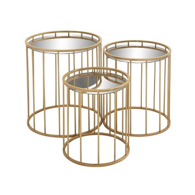 Set of 3 Contemporary Metal Accent Tables Gold - Olivia & May