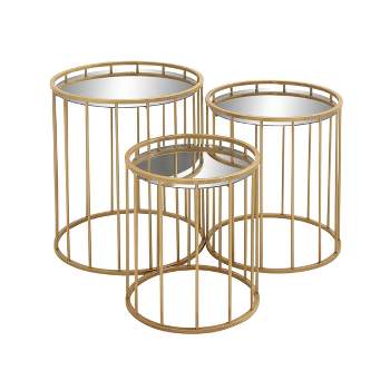 Set of 3 Contemporary Metal Accent Tables Gold - Olivia & May