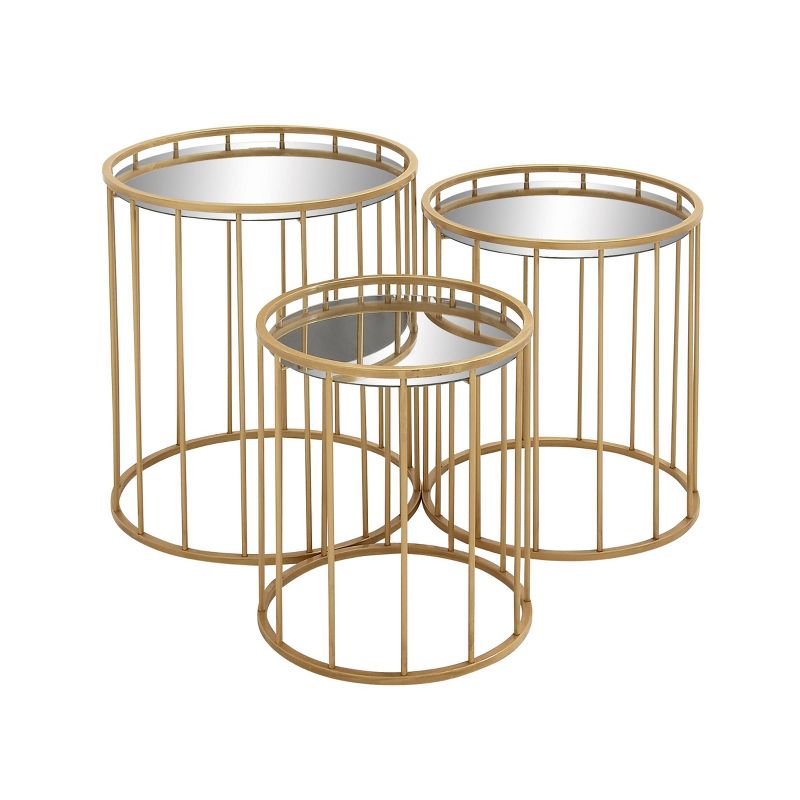 Set of 3 Contemporary Metal Accent Tables Gold - Olivia &#38; May, 1 of 5
