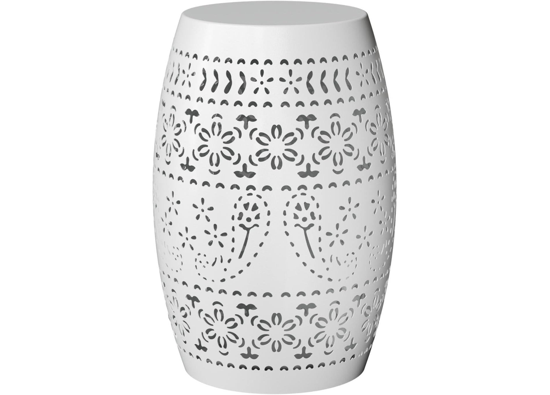 Outdoor Iron Side Table, Patio End Table Anti-Rust Metal Round Drum Garden Stool Plant Stand Indoor Iron Accent Table for Patio Deck Porch Living Room