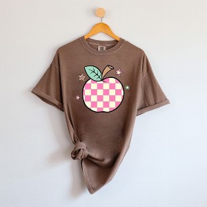 Simply Sage Market Women's Checkered Apple Stars Short Sleeve Garment Dyed Tee - 1 of 4