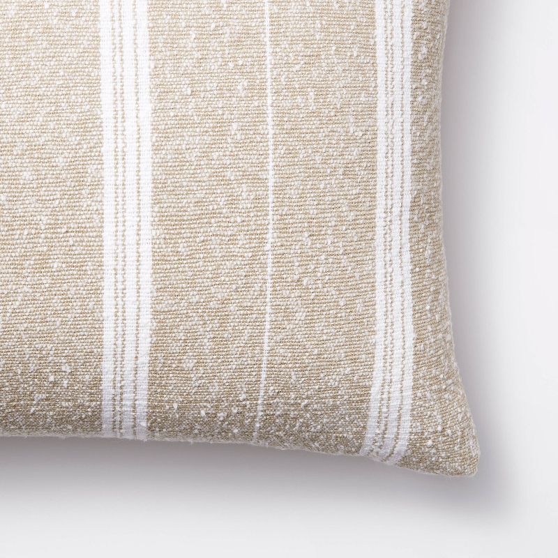 Oversized Oblong Boucle Woven Stripe Decorative Throw Pillow Khaki - Threshold&#8482; designed with Studio McGee, 3 of 12