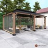 Mondawe 12x20Ft. Outdoor Solid Wood Frame Patio Gazebo Galvanized Steel Hardtop with Netting - 3 of 4