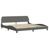 vidaXL King-Sized Bed Frame with Headboard - Dark Gray Fabric, Plywood Support Slats, Sturdy Legs for Bedroom Furniture - 2 of 4