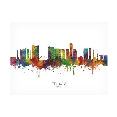 Trademark Fine Art Michael Tompsett 'Tel Aviv Israel Skyline Named' Canvas Art