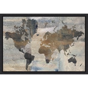 Amanti Art 23"x16" Stone World (Map) by Avery Tillmon: Rustic Travel-Inspired Decor, Horizontal Lithograph - 1 of 4