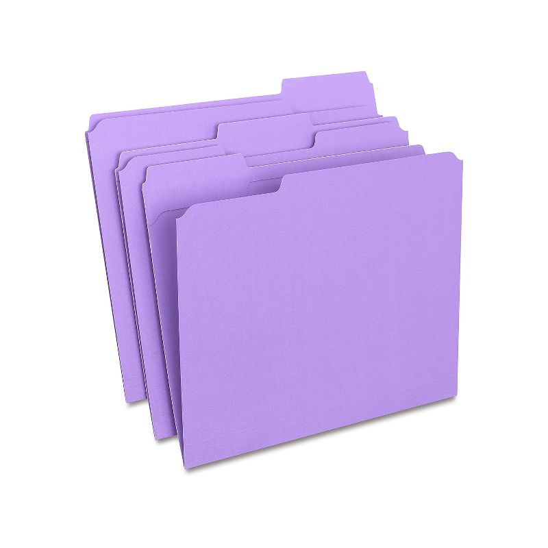 HITOUCH BUSINESS SERVICES Reinforced File Folders 1/3 Cut Letter Size Purple 100/Box TR508945/508945, 1 of 5