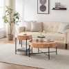 Orieon 30.3" Round Coffee Table with Storage Drawers – Brown Wood Grain, MDF & Metal Legs, Versatile Living Room Center Table - 4 of 4