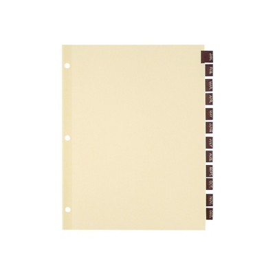 Staples Monthly Leather Dividers 12-Tab Red (13500/11328)