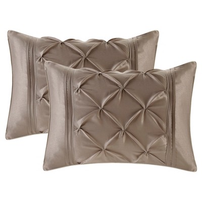 Taupe Queen Microfiber 24-Piece Bedding Set with Tufted Details