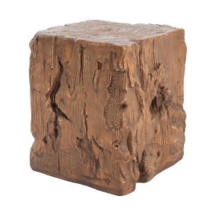 ACEPANO 15 in. W Magnesium Oxide Stump Side Table with Square Base for Outdoor & Indoor-Brown - 1 of 4