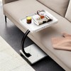 End Table with Rolling Wheels, C Shaped Side Table for Couch, TV tray Table with 2-layer Storage Shelves for Small Spaces, Living Room - 2 of 3