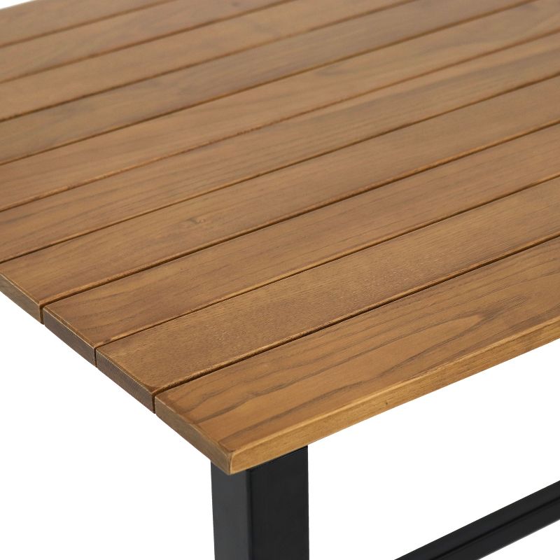 Sunnydaze European Chestnut Patio Dining Table with Steel Frame - 47.25" W x 31.25" D x 29.75" H, 5 of 10